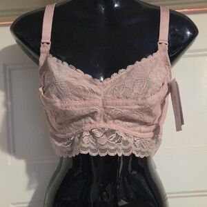 Breast feeding Bra Lace Longline Bralette in Blush Pink